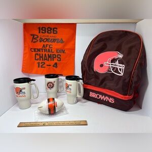 Cleveland Browns Fan Lot Of Mixed Items Cup/mug Backpack Football Bank Banner